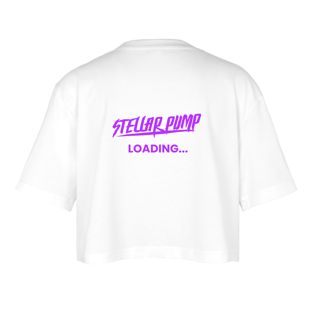 Women’s stellar pump loading Oversized Cropped T-Shirt violet - white