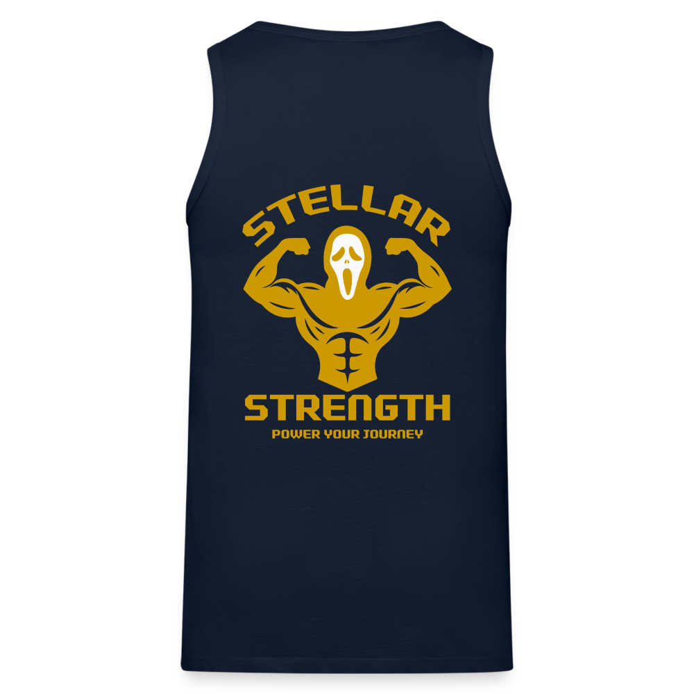 stellar strength flex tank top gold - navy
