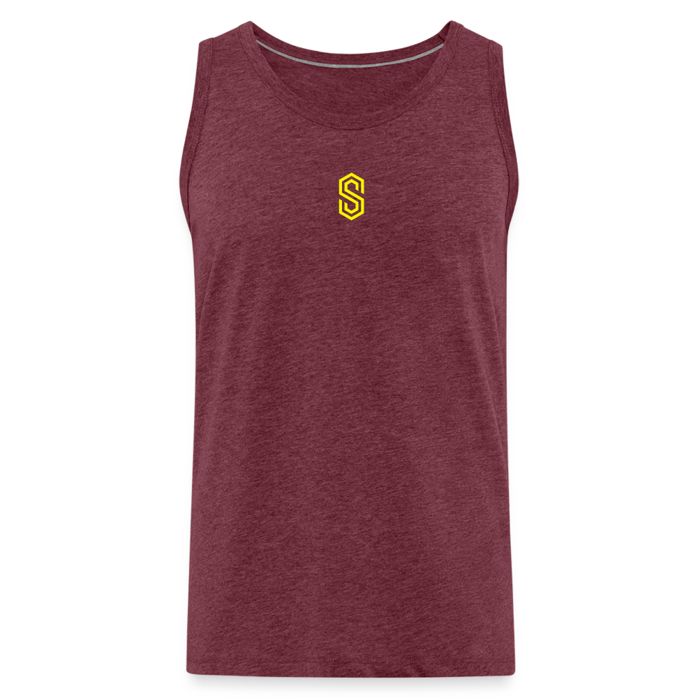 stellar strength flex tank top yellow - heather burgundy