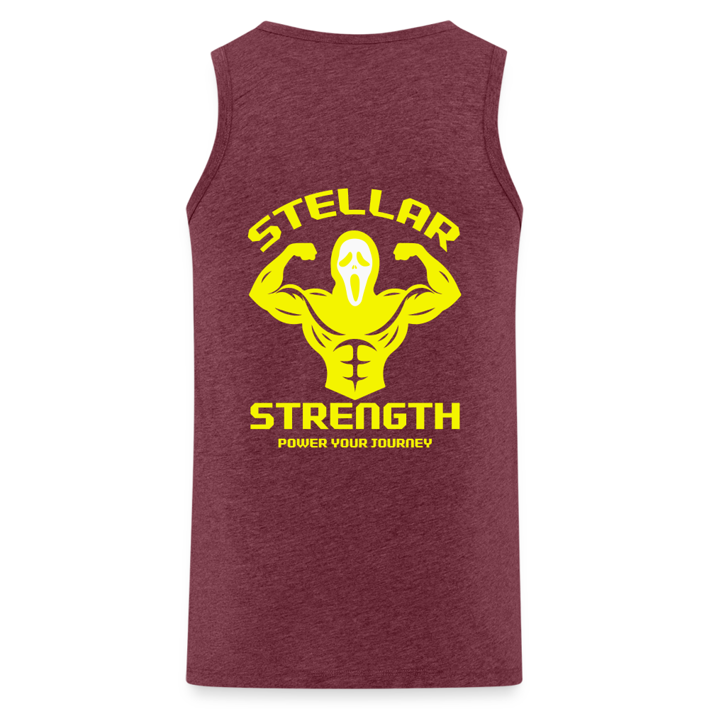 stellar strength flex tank top yellow - heather burgundy
