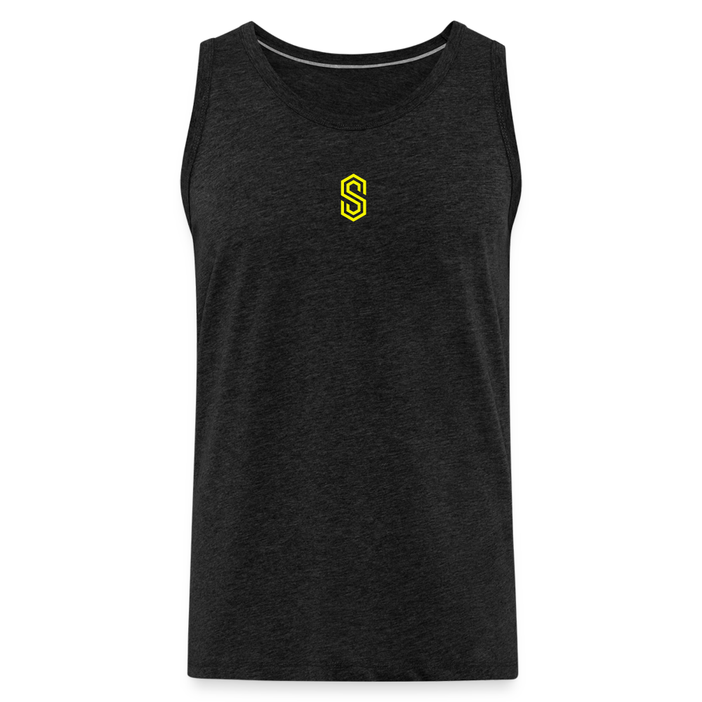 stellar strength flex tank top yellow - charcoal grey