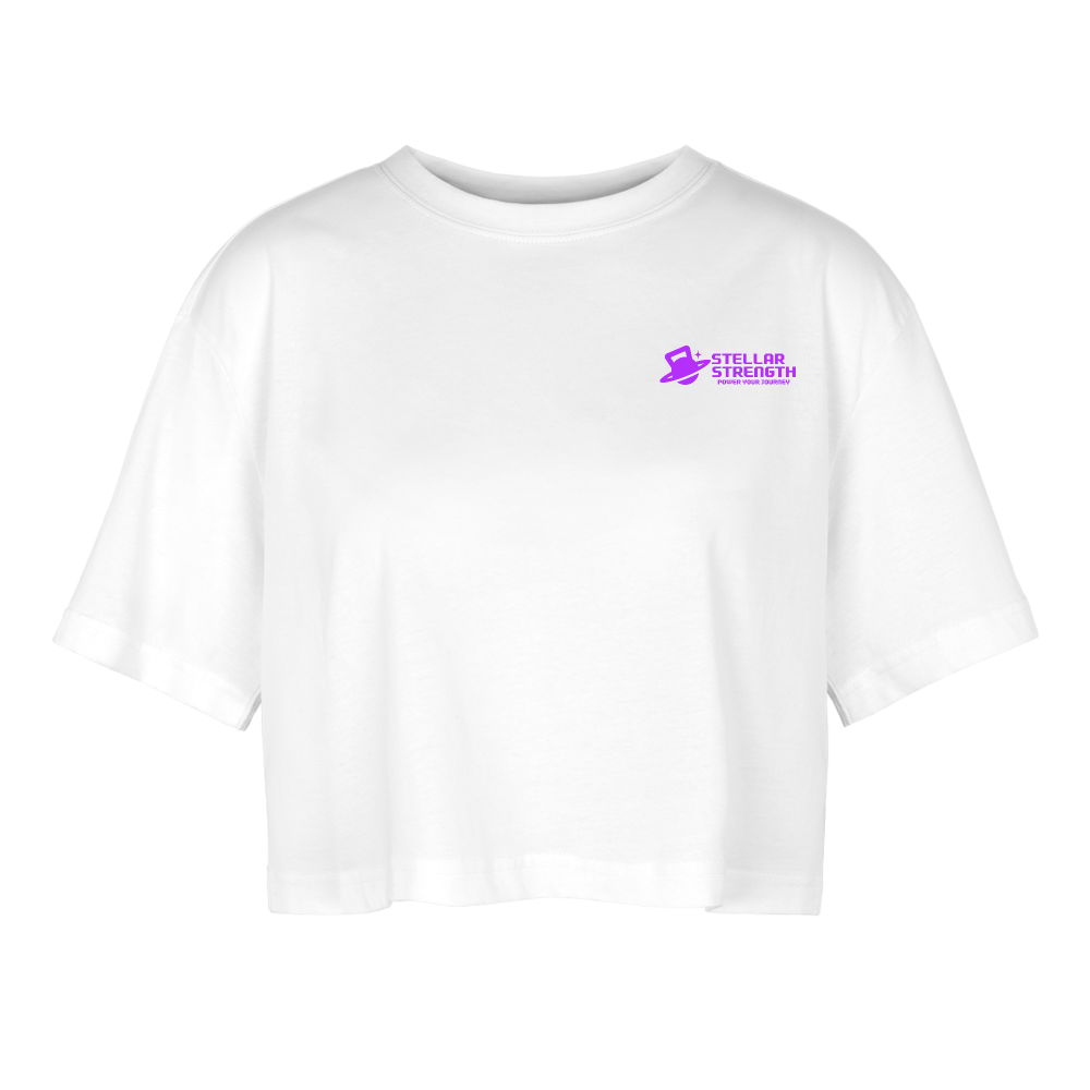 Women’s stellar strength Oversized Cropped T-Shirt violet - white