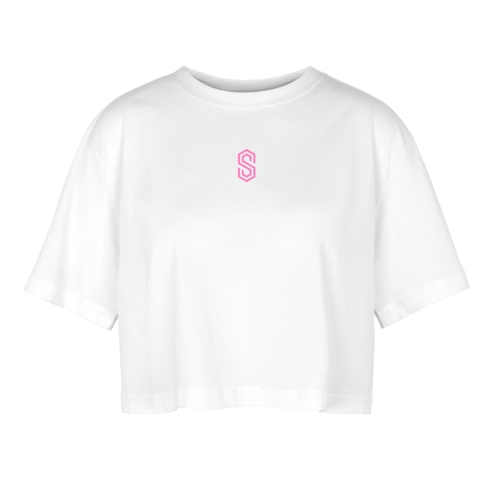 Women’s stellar pump  loading Oversized Cropped T-Shirt pink - white