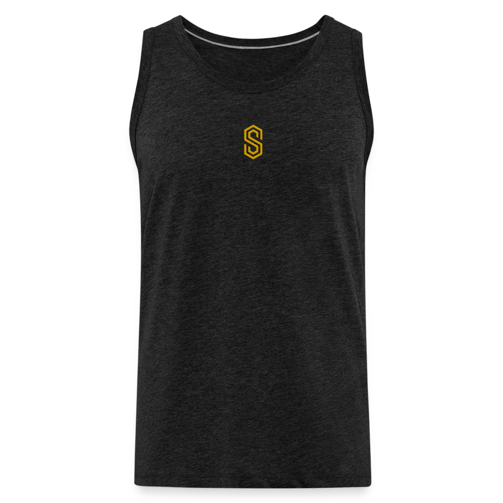stellar strength fusion tank top gold - charcoal grey