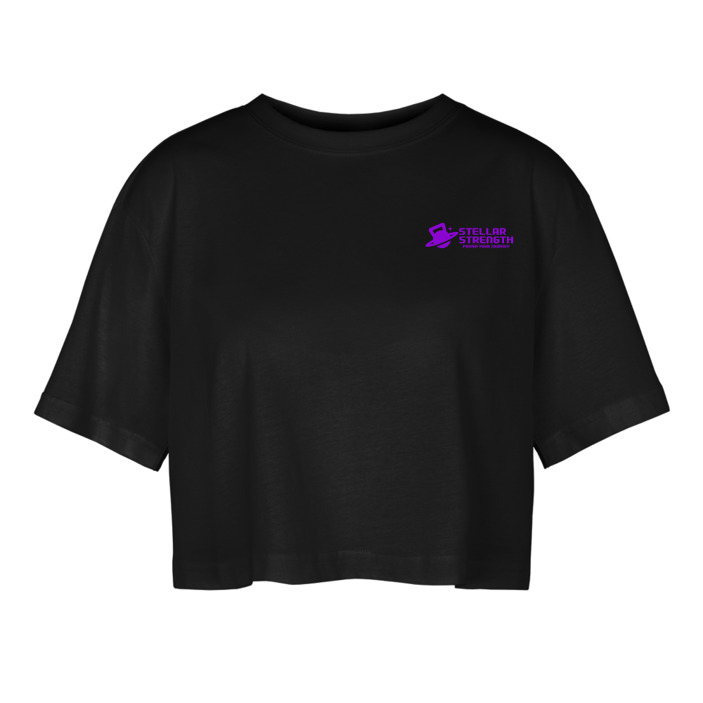 Women’s stellar strength Oversized Cropped T-Shirt violet - black