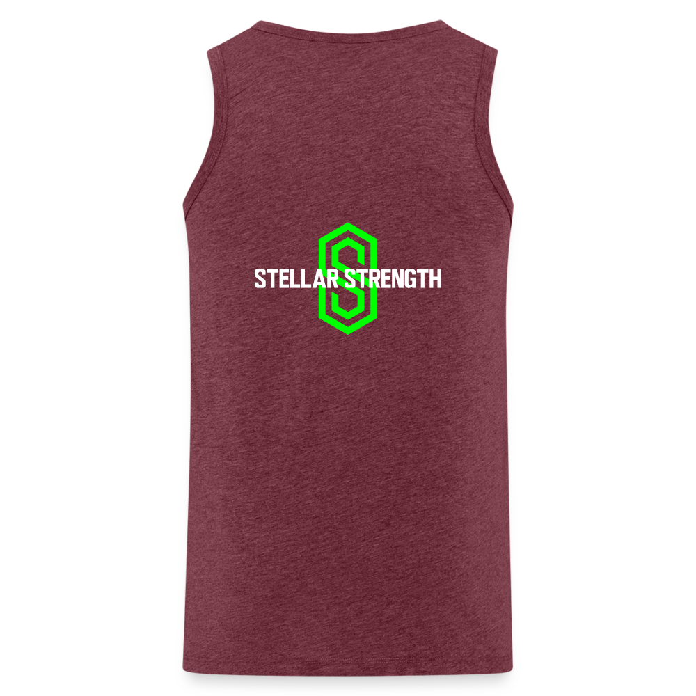 stellar strength fusion tank top green - heather burgundy