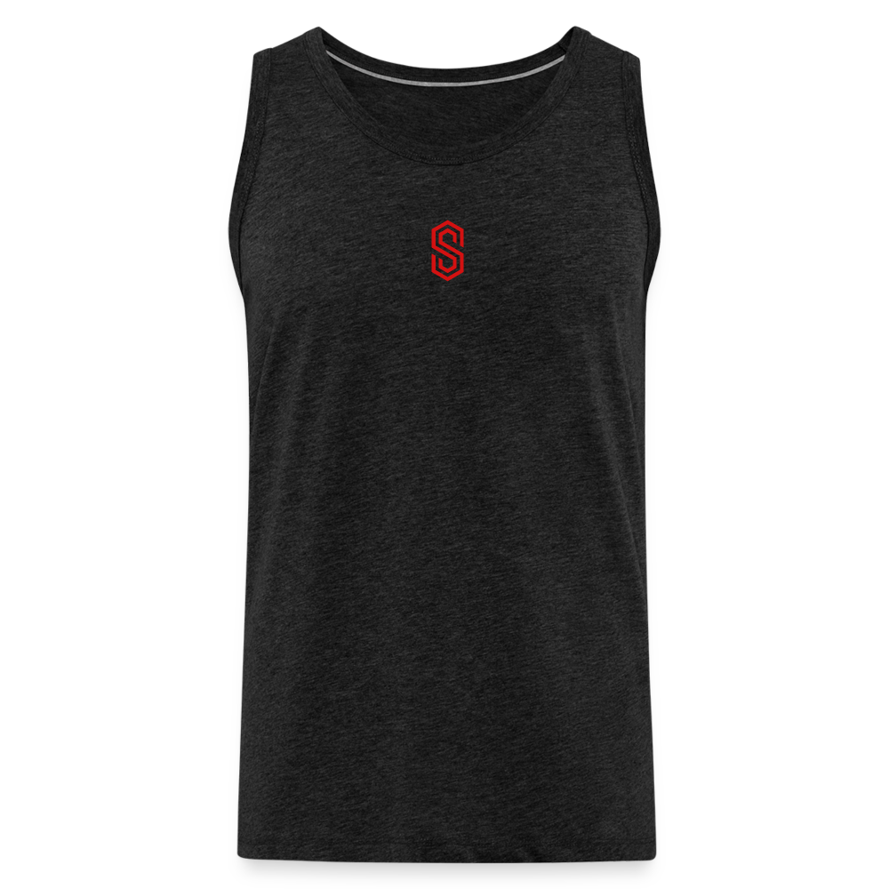 stellar strength fusion tank top red - charcoal grey