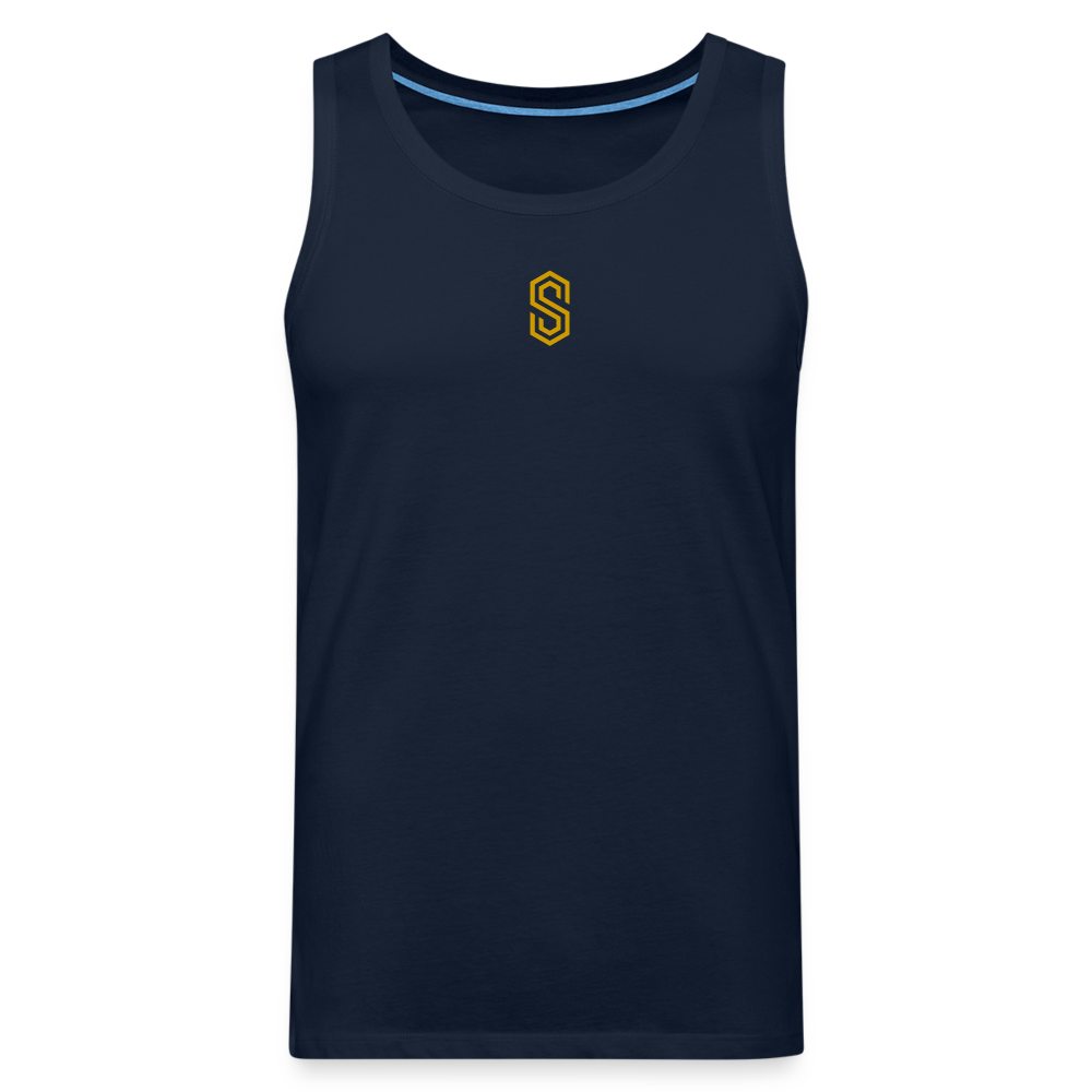 stellar strength flex tank top gold - navy