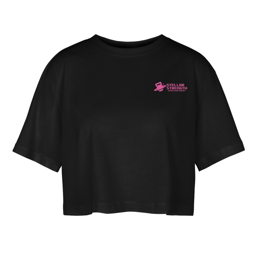 Women’s stellar strength Oversized Cropped T-Shirt pink - black