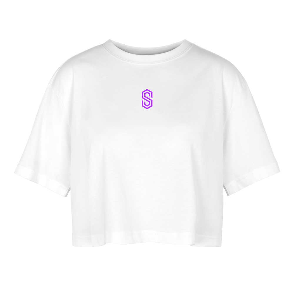 Women’s stellar pump loading  Oversized Cropped T-Shirt violet - white