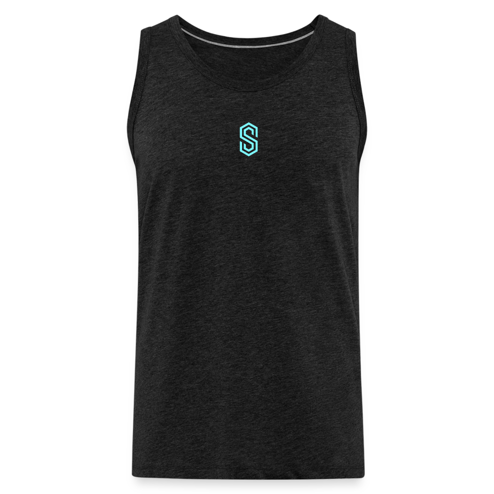 stellar strength fusion tank top blue - charcoal grey