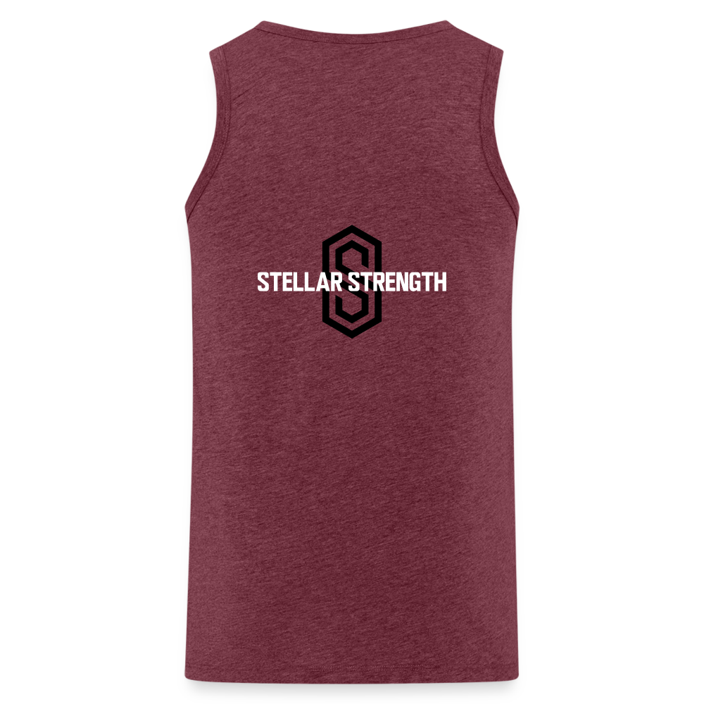 stellar strength fusion tank top black - heather burgundy